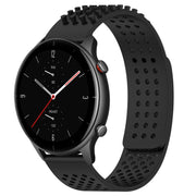 For Amazfit GTR 2e 22mm Holes Breathable 3D Dots Silicone Watch Band(Black)