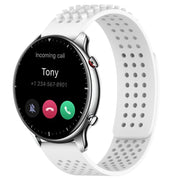 For Amazfit GTR 2 22mm Holes Breathable 3D Dots Silicone Watch Band(White)