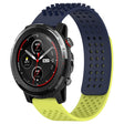 For Amazfit 3 22mm Holes Breathable 3D Dots Silicone Watch Band(Midnight Blue+ Lime Green) - Watch Bands by PMC TechLife | Online Shopping South Africa | PMC TechLife