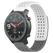 For Amazfit GTR 47mm 22mm Holes Breathable 3D Dots Silicone Watch Band(White+Grey)