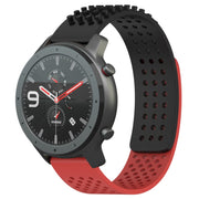 For Amazfit GTR 47mm 22mm Holes Breathable 3D Dots Silicone Watch Band(Black+Red)