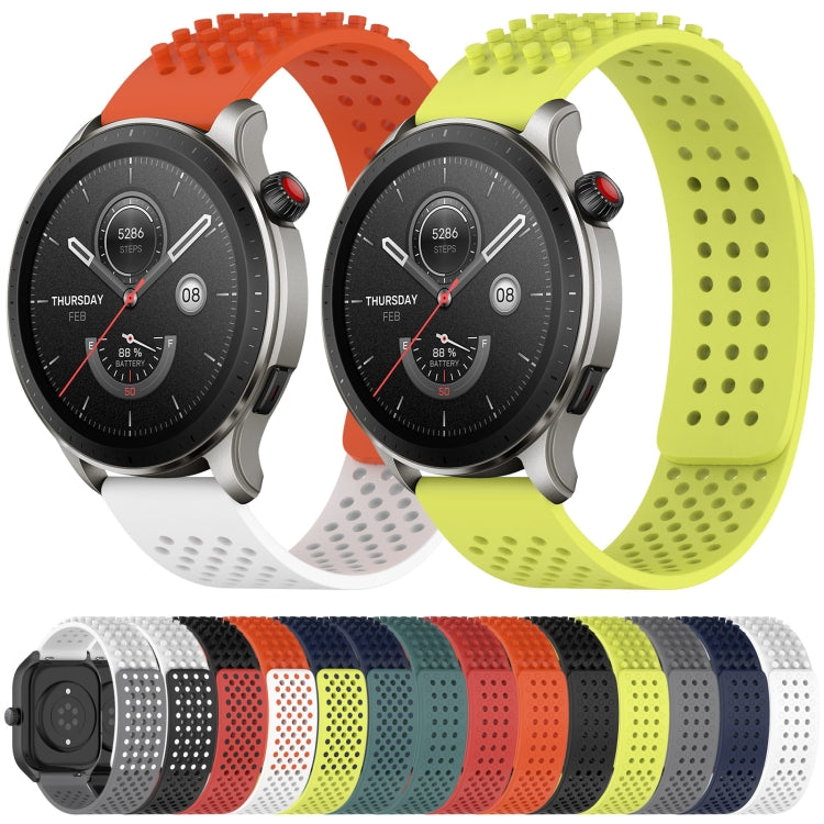 For Amazfit 3 22mm Holes Breathable 3D Dots Silicone Watch Band(White+Grey)