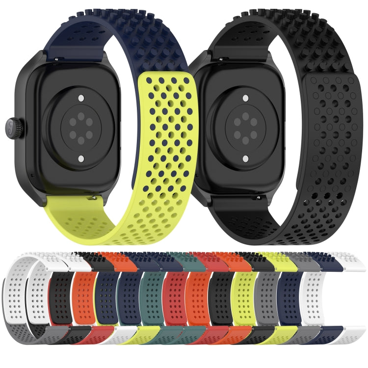 For Amazfit GTR 4 22mm Holes Breathable 3D Dots Silicone Watch Band(White+Black)