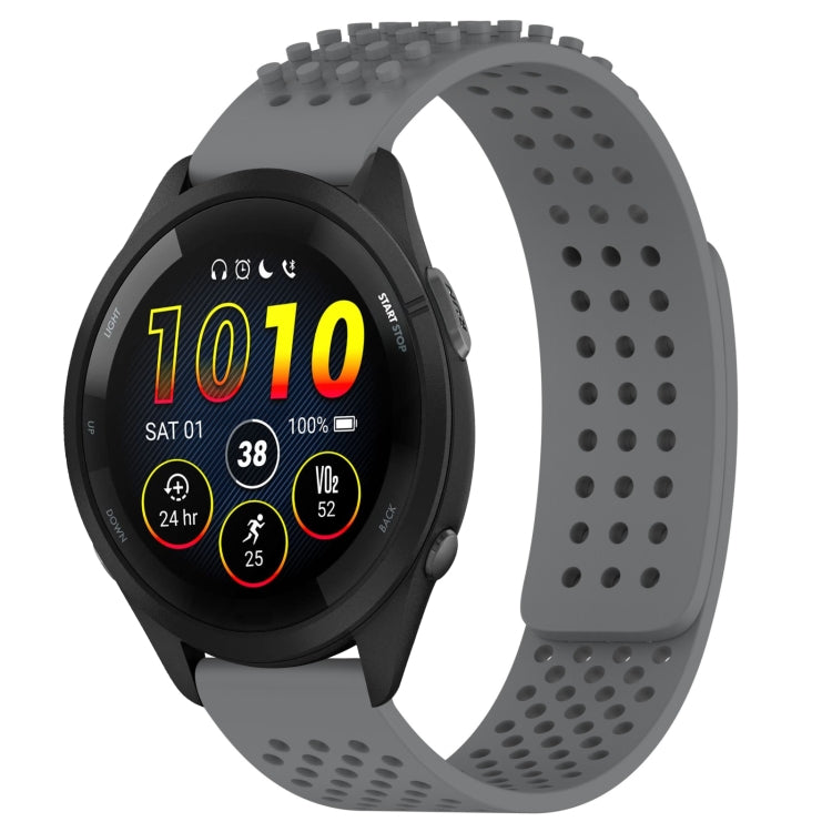 For Garmin Forerunner 265 22mm Holes Breathable 3D Dots Silicone Watch Band(Grey)