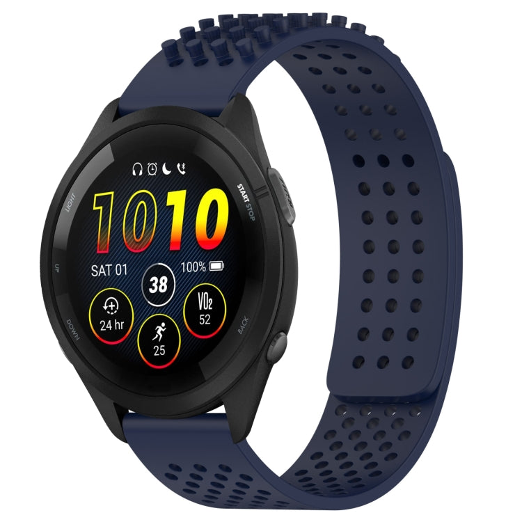 For Garmin Forerunner 265 22mm Holes Breathable 3D Dots Silicone Watch Band(Midnight Blue)