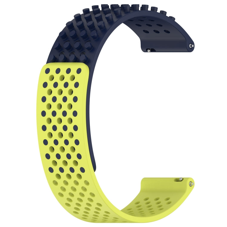 For Garmin Forerunner 265 22mm Holes Breathable 3D Dots Silicone Watch Band(Midnight Blue+Lime Green)