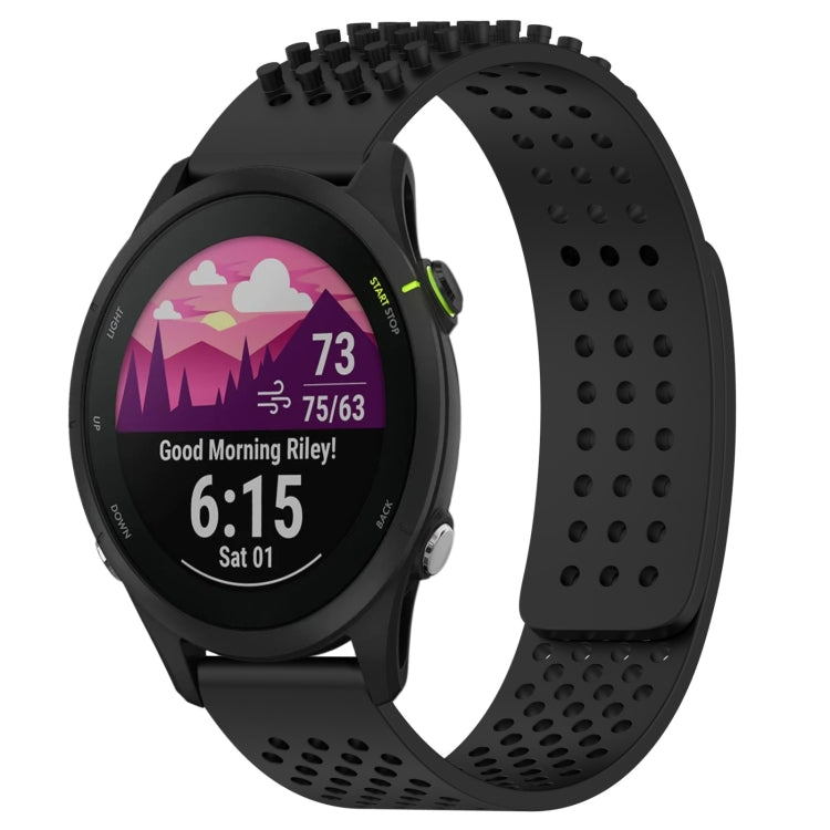 For Garmin Forerunner 255 22mm Holes Breathable 3D Dots Silicone Watch Band(Black)