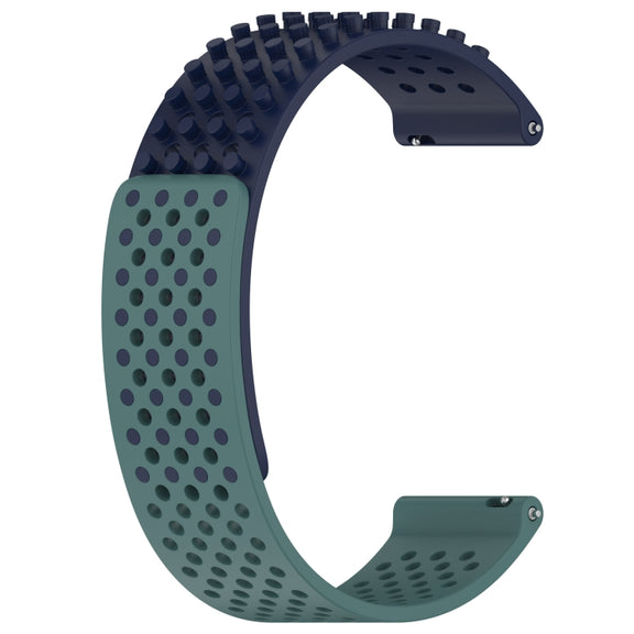 For Garmin Forerunner 255 22mm Holes Breathable 3D Dots Silicone Watch Band(Midnight Blue+Olive Green)