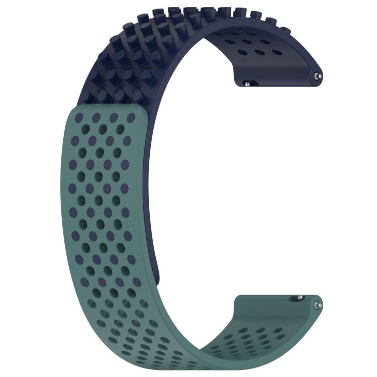 For Garmin Forerunner 255 22mm Holes Breathable 3D Dots Silicone Watch Band(Midnight Blue+Olive Green)