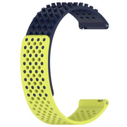 For Garmin Forerunner 255 22mm Holes Breathable 3D Dots Silicone Watch Band(Midnight Blue+Lime Green)