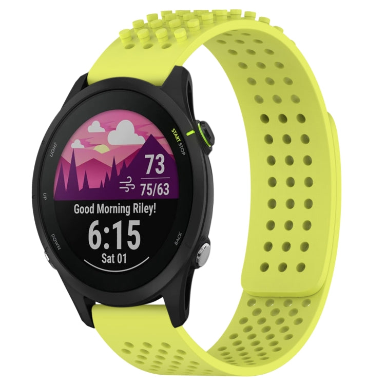 For Garmin Forerunner 255 Music 22mm Holes Breathable 3D Dots Silicone Watch Band(Lime Green)
