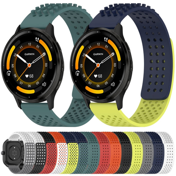 For Garmin Forerunner 265 22mm Holes Breathable 3D Dots Silicone Watch Band(Red)