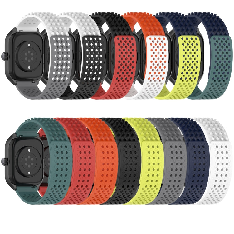 For Garmin Venu 2 22mm Holes Breathable 3D Dots Silicone Watch Band(Black+Red)