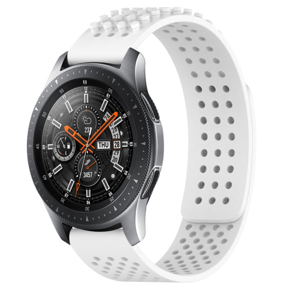 For Samsung Galaxy Watch 46mm 22mm Holes Breathable 3D Dots Silicone Watch Band(White)