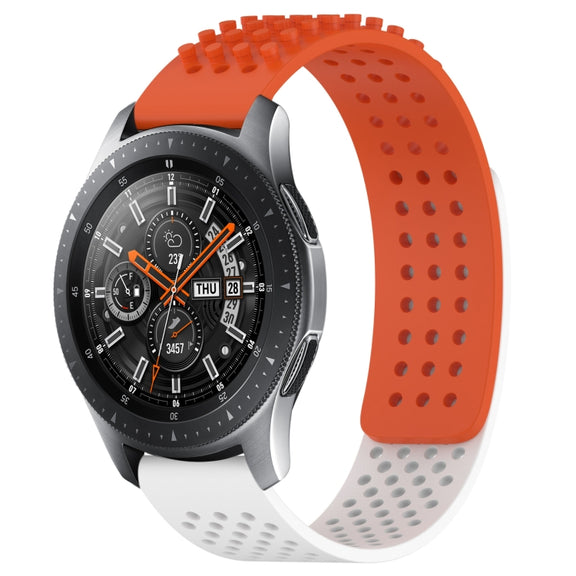For Samsung Galaxy Watch 46mm 22mm Holes Breathable 3D Dots Silicone Watch Band(Orange+White)