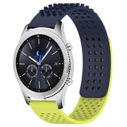 For Samsung Gear S3 Classic 22mm Holes Breathable 3D Dots Silicone Watch Band(Midnight Blue+Lime Green)