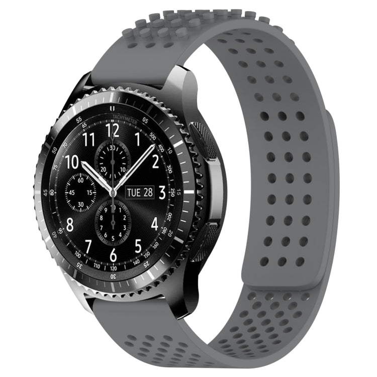For Samsung Gear S3 Frontier 22mm Holes Breathable 3D Dots Silicone Watch Band(Grey)