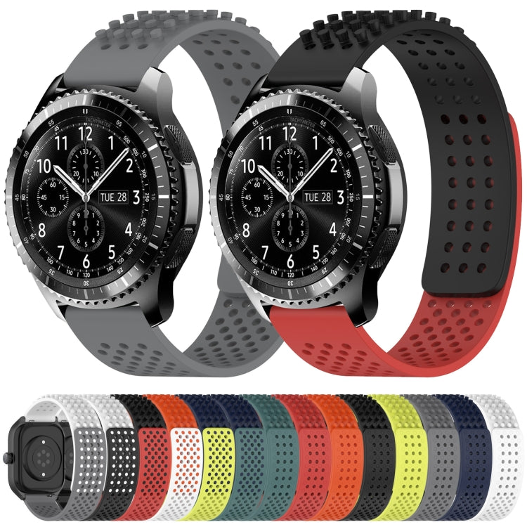For Samsung Galaxy Watch3 45mm 22mm Holes Breathable 3D Dots Silicone Watch Band(Black)