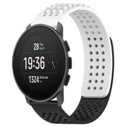 For SUUNTO 9 Peak Pro 22mm Holes Breathable 3D Dots Silicone Watch Band(White+Black)