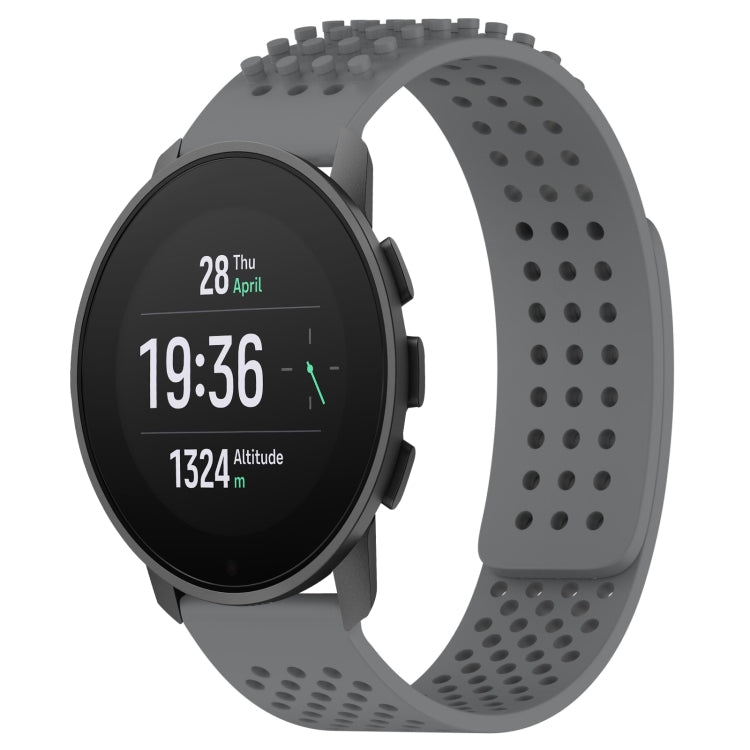 For SUUNTO 9 Peak Pro 22mm Holes Breathable 3D Dots Silicone Watch Band(Grey)