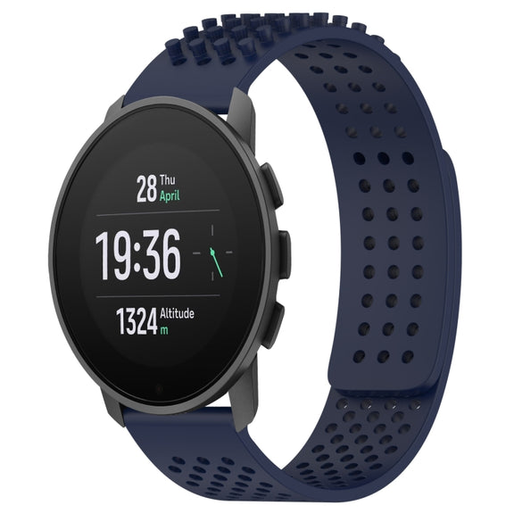 For SUUNTO 9 Peak Pro 22mm Holes Breathable 3D Dots Silicone Watch Band(Midnight Blue)