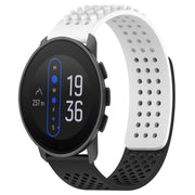 For  SUUNTO 9 Peak 22mm Holes Breathable 3D Dots Silicone Watch Band(White+Black)