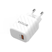 TE-005 USB3.0 QC3.0 18W 3A Interface Mobile Phone Fast Charger, EU Plug(White)