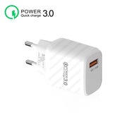 TE-005 USB3.0 QC3.0 18W 3A Interface Mobile Phone Fast Charger, EU Plug(White)