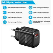 TE-005 USB3.0 QC3.0 18W 3A Interface Mobile Phone Fast Charger, EU Plug(White)