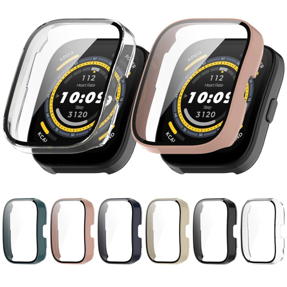 For Amazfit Bip 5 Tempered Film Integrated PC Watch Protective Case(Black)