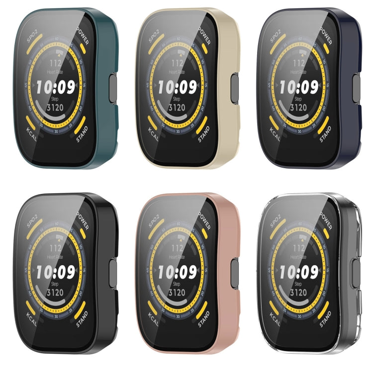 For Amazfit Bip 5 Tempered Film Integrated PC Watch Protective Case(Green)