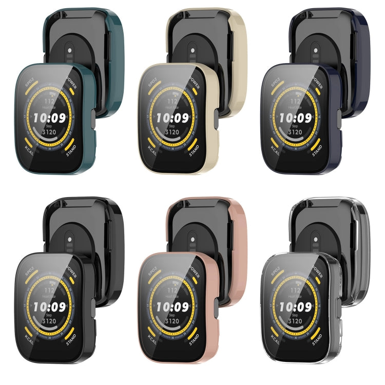 For Amazfit Bip 5 Tempered Film Integrated PC Watch Protective Case(Black)