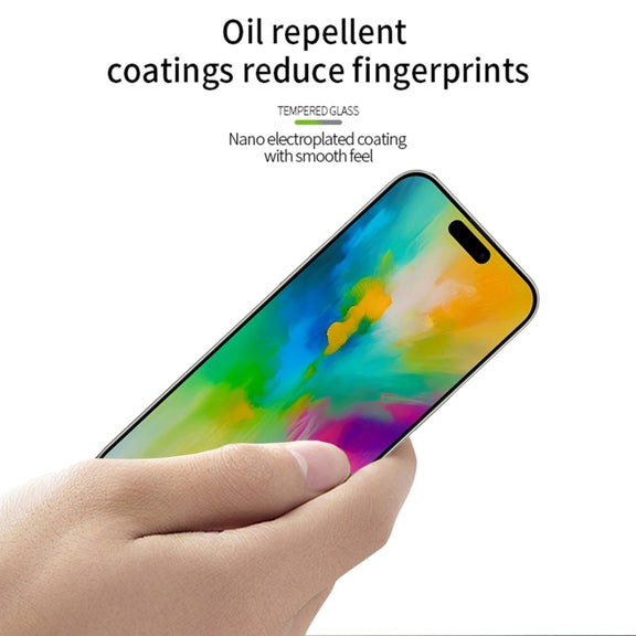 For iPhone 16 MOFI 9H 3D Explosion-proof Curved Screen Tempered Glass Film(Black)