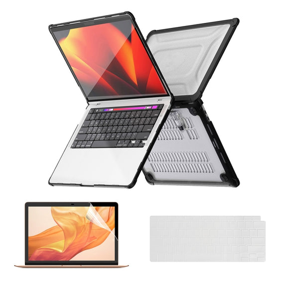 For MacBook Air 13.3 A2179/A2337 ENKAY Hat-Prince 3 in 1 Protective Bracket Case Cover Hard Shell with TPU Keyboard Film / PET Screen Protector, Version:US(Black)