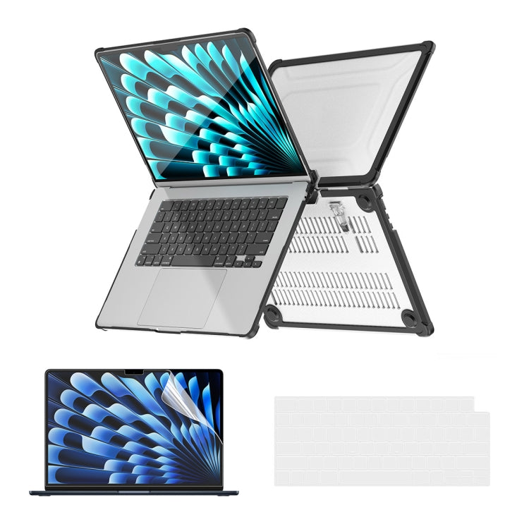 For MacBook Air 15.3 A2941 ENKAY Hat-Prince 3 in 1 Protective Bracket Case Cover Hard Shell with TPU Keyboard Film / PET Screen Protector, Version:US(Black)