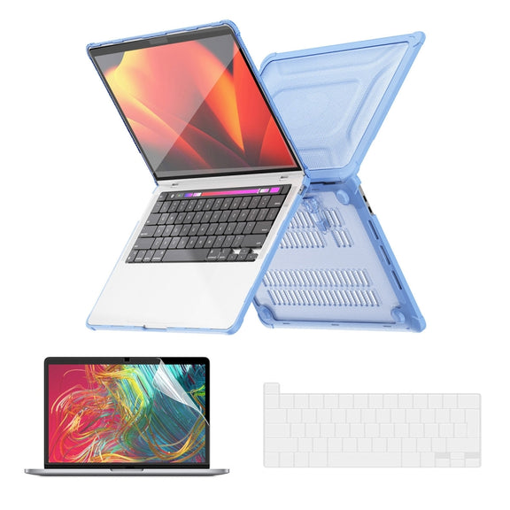 For MacBook Pro 13.3 A2251/A2289/A2338 ENKAY Hat-Prince 3 in 1 Protective Bracket Case Cover Hard Shell with TPU Keyboard Film / PET Screen Protector, Version:EU(Light Blue)