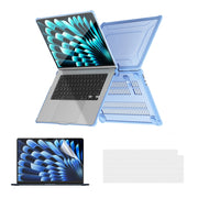 For MacBook Air 15.3 A2941/M3 2024 A3114 ENKAY Hat-Prince 3 in 1 Protective Bracket Case Cover Hard Shell with TPU Keyboard Film / PET Screen Protector, Version:EU(Light Blue)