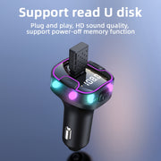 C49 With Type-C+USB Port FM Transmitter Car Bluetooth Adapter Ambient Light MP3 Music Player
