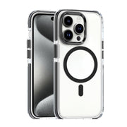 For iPhone 15 Pro Dual-color MagSafe TPU Hybrid Clear PC Shockproof Phone Case(Black)