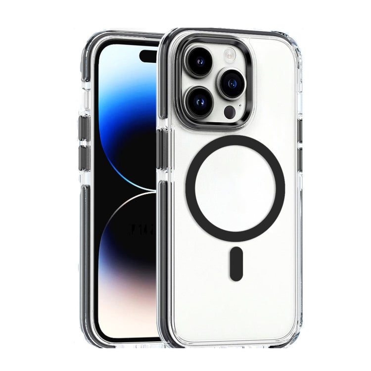 For iPhone 14 Pro Dual-color MagSafe TPU Hybrid Clear PC Shockproof Phone Case(Black)