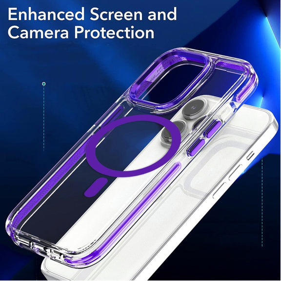 For iPhone 14 Pro Dual-color MagSafe TPU Hybrid Clear PC Shockproof Phone Case(Black)