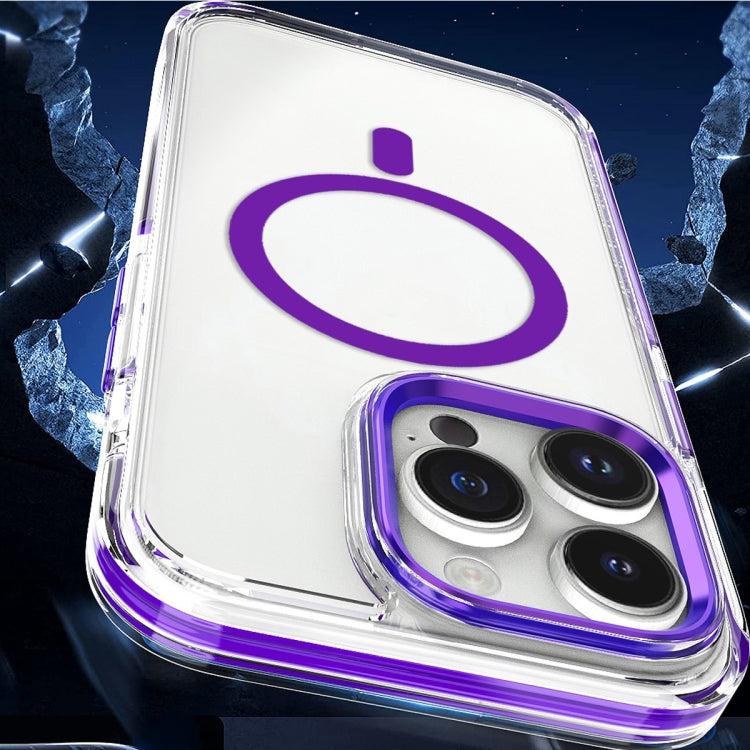 For iPhone 15 Dual-color MagSafe TPU Hybrid Clear PC Shockproof Phone Case(Black)