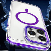 For iPhone 14 Plus Dual-color MagSafe TPU Hybrid Clear PC Shockproof Phone Case(Orange)