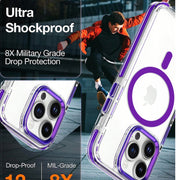 For iPhone 15 Pro Dual-color MagSafe TPU Hybrid Clear PC Shockproof Phone Case(White)