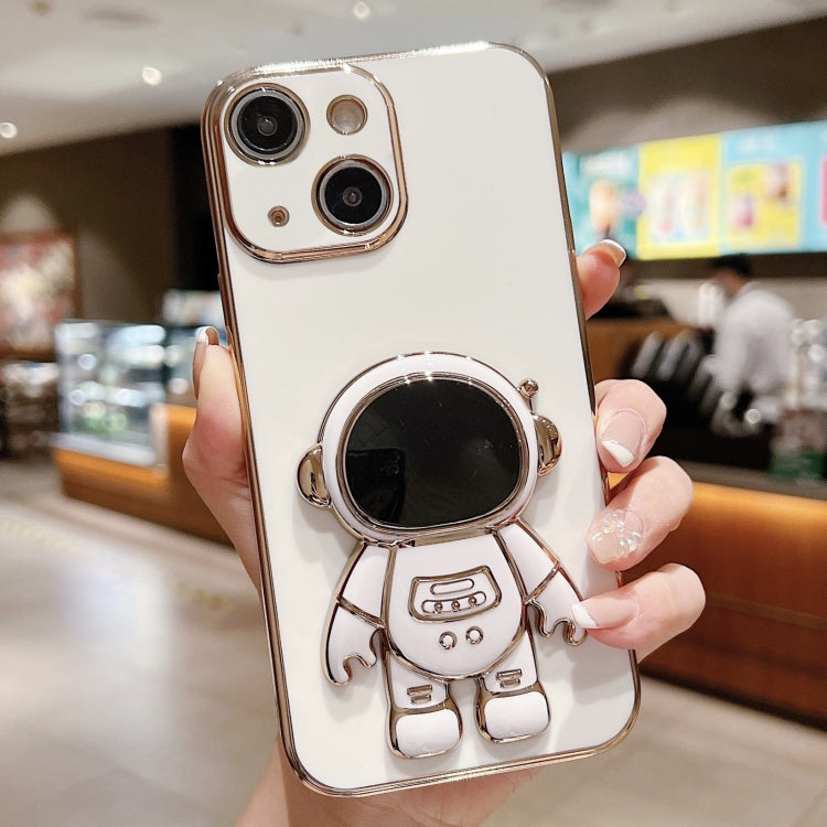 For iPhone 15 Electroplating Astronaut Holder Phone Case(White)