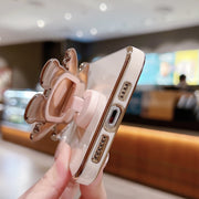 For iPhone 15 Electroplating Astronaut Holder Phone Case(White)