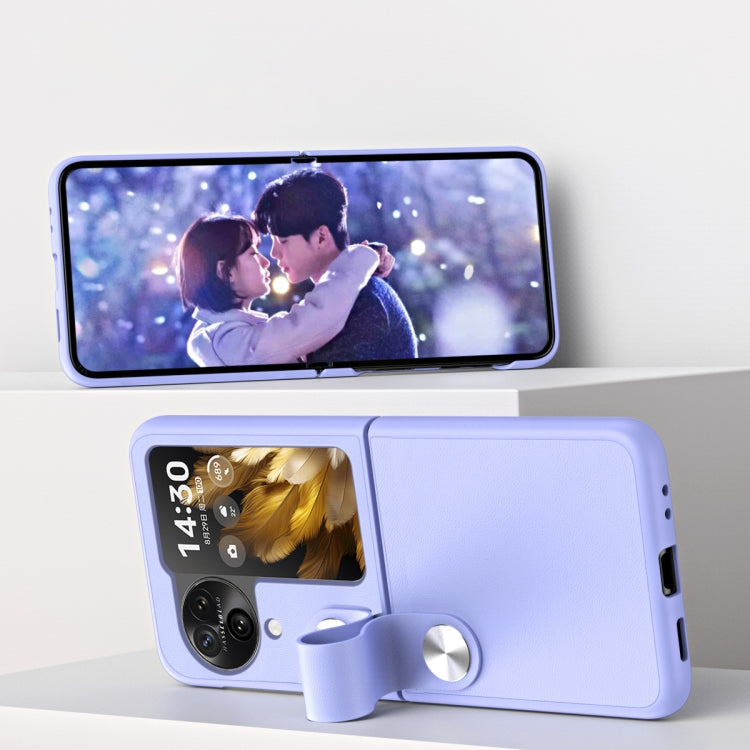 For OPPO  Find N3 Flip Hand Strap Plain Leather Phone Case(Purple)