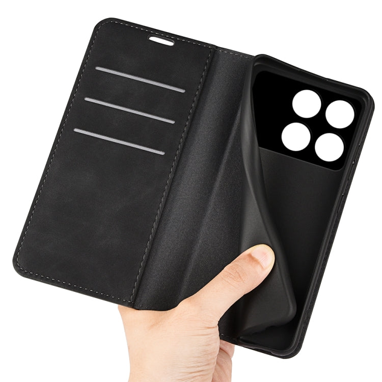 For Xiaomi Redmi K70 Retro-skin Magnetic Suction Leather Phone Case(Black)
