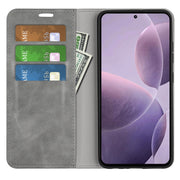 For Xiaomi Redmi K70 Retro-skin Magnetic Suction Leather Phone Case(Grey)