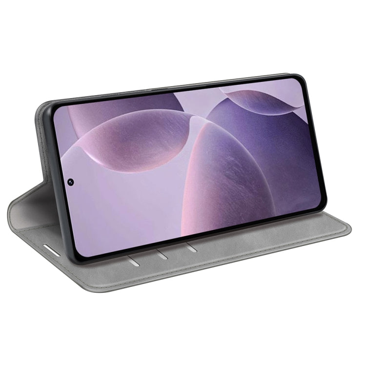For Xiaomi Redmi K70 Retro-skin Magnetic Suction Leather Phone Case(Grey)